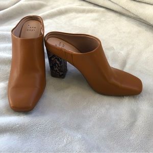 A New Day, Paula Mule Heels snake print. Size 7.5